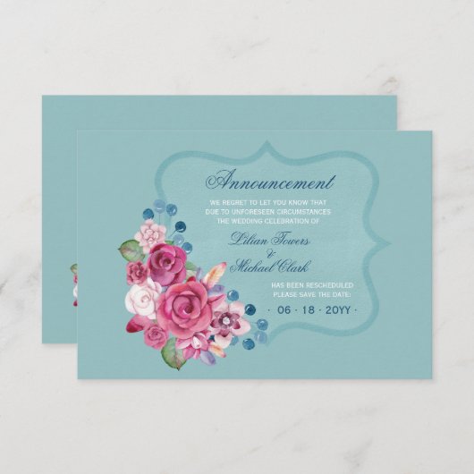 Carte d'annonce de report (Devant / Derrière)