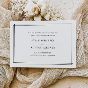 Carte d'annonce de report simple de mariage