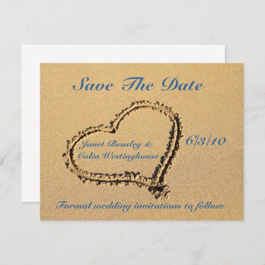 Carte d'annonce de sauvegarde de la date de mariag (Devant / Derrière)