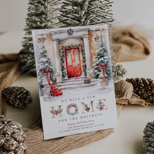 Carte d'annonce de vacances avec nouvelle adresse