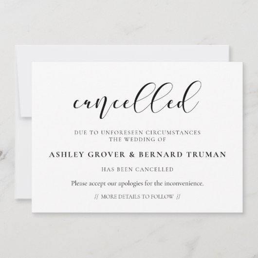 Carte d'annonce d'événement annulé (Devant)