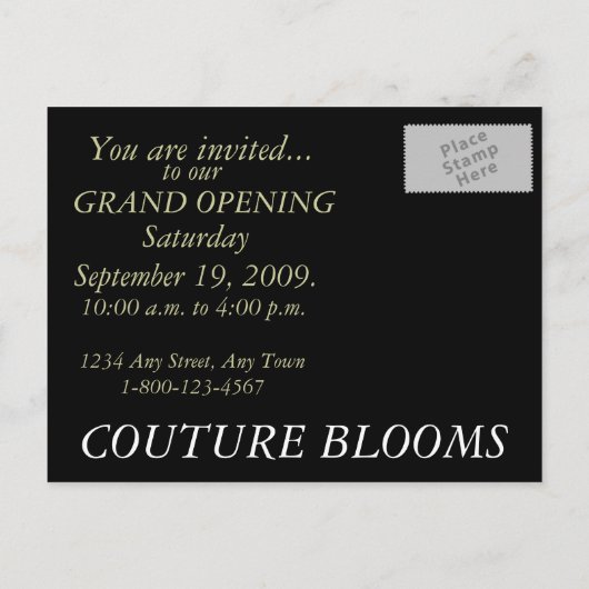 Carte d'annonce d'ouverture d'une entreprise de co (Dos)