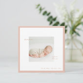 Carte d'annonce minimaliste moderne bébé pêche (Debout devant)