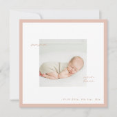 Carte d'annonce minimaliste moderne bébé pêche (Devant)