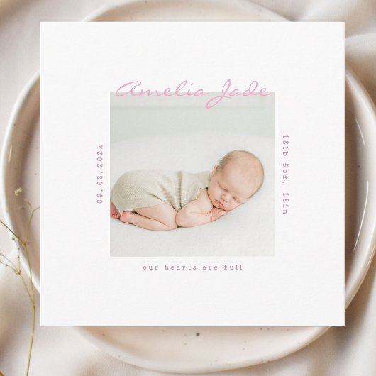 Carte d'annonce minimaliste moderne bébé rose