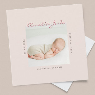 Carte d'annonce minimaliste moderne bébé rose
