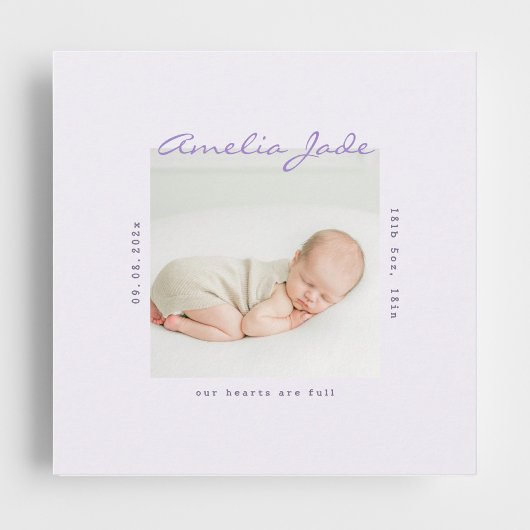 Carte d'annonce moderne de naissance de bébé fille