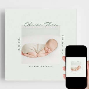 Carte d'annonce moderne pour bébé garçon vert