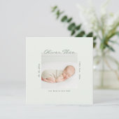 Carte d'annonce moderne pour bébé garçon vert (Debout devant)