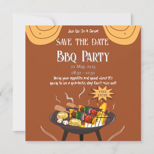 Carte d'annonce Orange Marron BBQ (Devant)