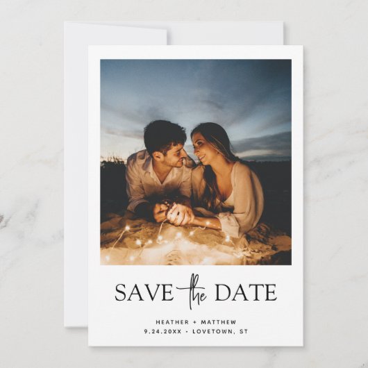 Carte d'annonce photo à plat "Save the Date" (Devant)