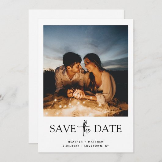 Carte d'annonce photo à plat "Save the Date" (Devant / Derrière)