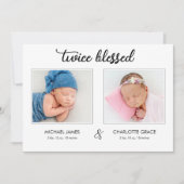 Carte d'annonce photo de jumeaux deux fois bénis (Devant)