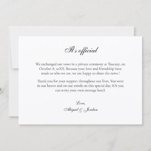 Carte d'annonce plate (Dos)