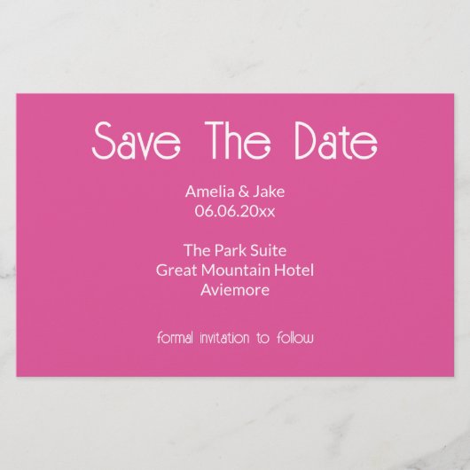 Carte d'annonce rose vif (Devant)