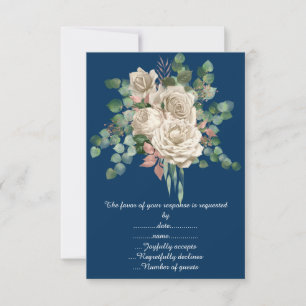 CARTE D'ANNONCE RSVP EUCALYPTUS ROSE NAVALE