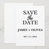 Carte d'annonce "Save the Date" à l'écriture éléga (Devant / Derrière)