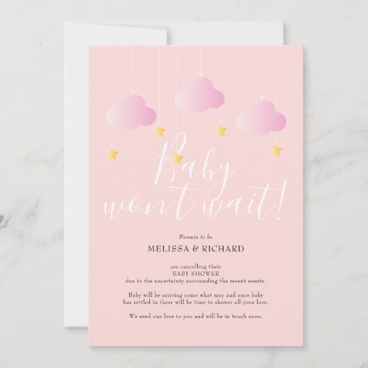 Carte d'annulation de Baby Shower et Sprinkle (Devant)