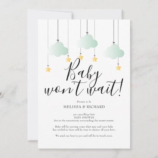 Carte d'annulation de Baby Shower et Sprinkle Neut (Devant)