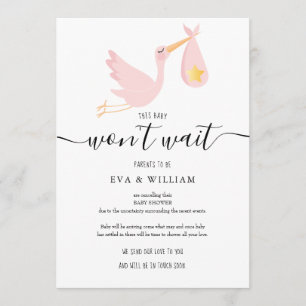 Carte d'annulation de Baby Shower Moderne Rose ave