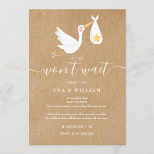 Carte d'annulation de baby shower rustique avec co