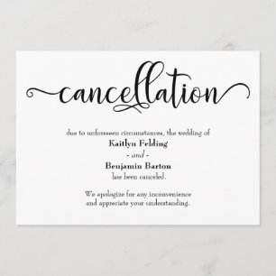 Carte d'annulation de mariage calligraphiée