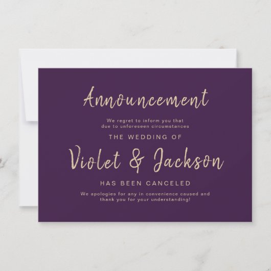 Carte d'annulation de mariage de script minimal po (Devant)