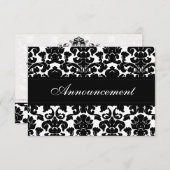Carte d'annulation de mariage en damassé noir et b (Devant / Derrière)