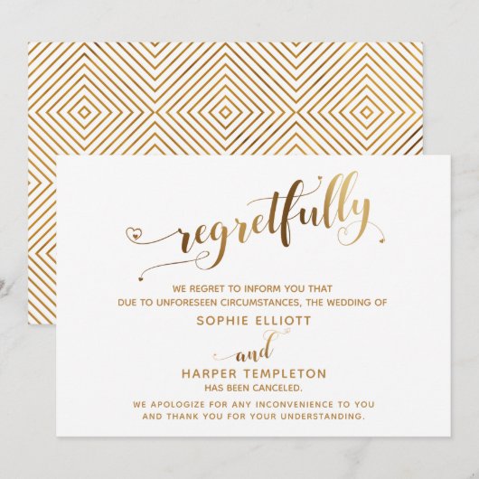 Carte d'annulation de mariage regrettable en calli (Devant / Derrière)