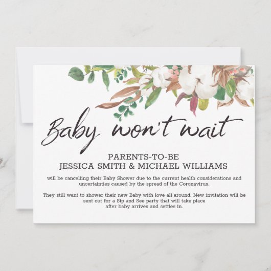 Carte d'annulation de virus Corona baby shower (Devant)