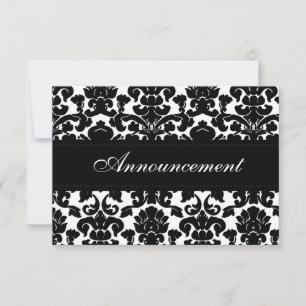 Carte d'annulation Mariage damassé noir et blanc