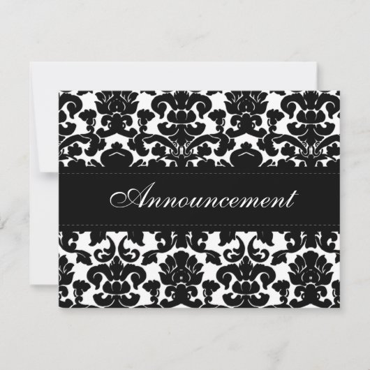 Carte d'annulation Mariage damassé noire et blanch (Devant)