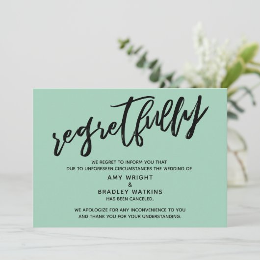 Carte d'annulation Mariage Light Green (Debout devant)