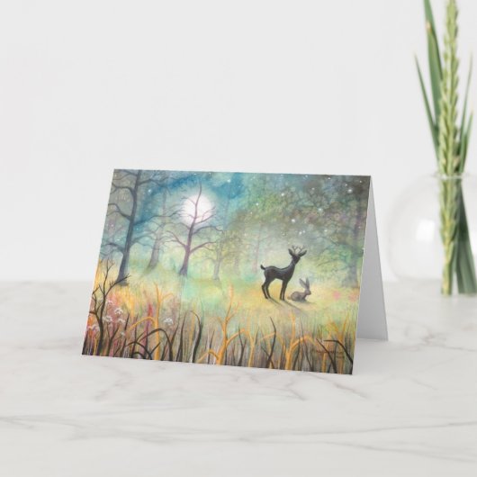 Carte Dans la clairière cerf et lapin Art (Devant)