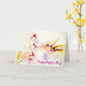 Carte "Dans" la copie rose de colibri (Fleur jaune)