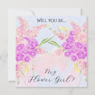 Carte Dans le bouquet au nœud bleu rose, serez-vous la d