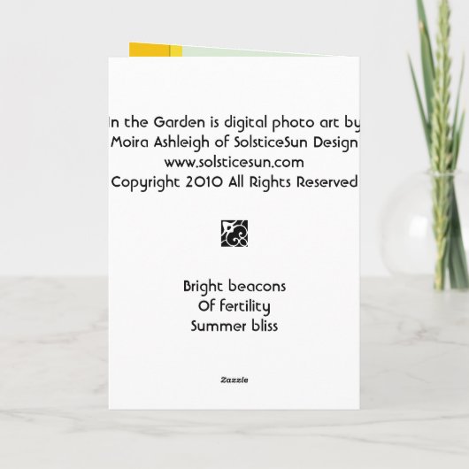 Carte Dans le jardin (Dos)