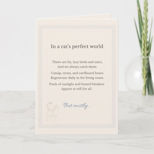 Carte Dans un monde parfait, chat, fête des pères, chat (Devant)