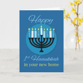 Carte Dans votre nouvelle maison, Hanoukka Menorah en bl (Fleur jaune)