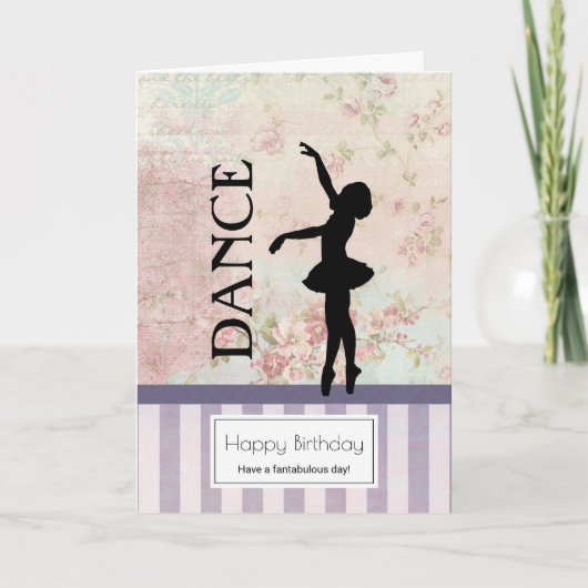 Carte Danse - Ballerina Silhouette Anniversaire Vintage (Devant)