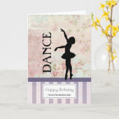 Carte Danse - Ballerina Silhouette Anniversaire Vintage (Fleur jaune)