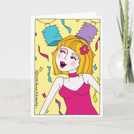 Carte Danse Danser Confetti Party Fille Joyeux anniversa (Devant)