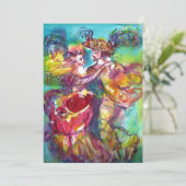 Carte DANSE DE CARNAVAL, rose bleu jaune vibrant avec de (Debout devant)