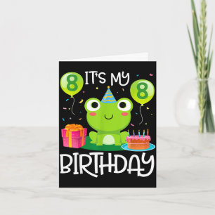 Carte Danse de grenouille ballons gâteau heureux 8 ans a