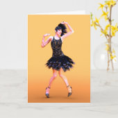 Carte Danse Flapper Vintage (Fleur jaune)