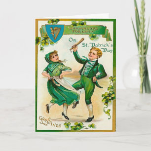 Carte Danse irlandaise de garçon et de fille le jour de
