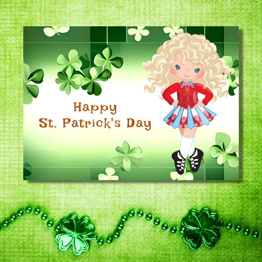Carte Danse Irlandaise Saint-Patrick Shamrocks Verts