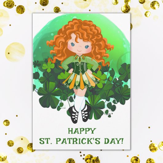 Carte Danse Irlandaise Saint-Patrick Vert Shamrocks