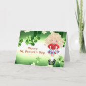 Carte Danse Irlandaise Saint-Patrick Vert Shamrocks (Devant)