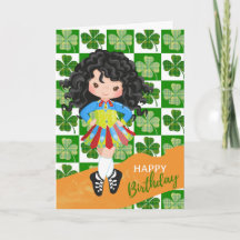 Danse irlandaise shamrock Black Hair Girl Annivers